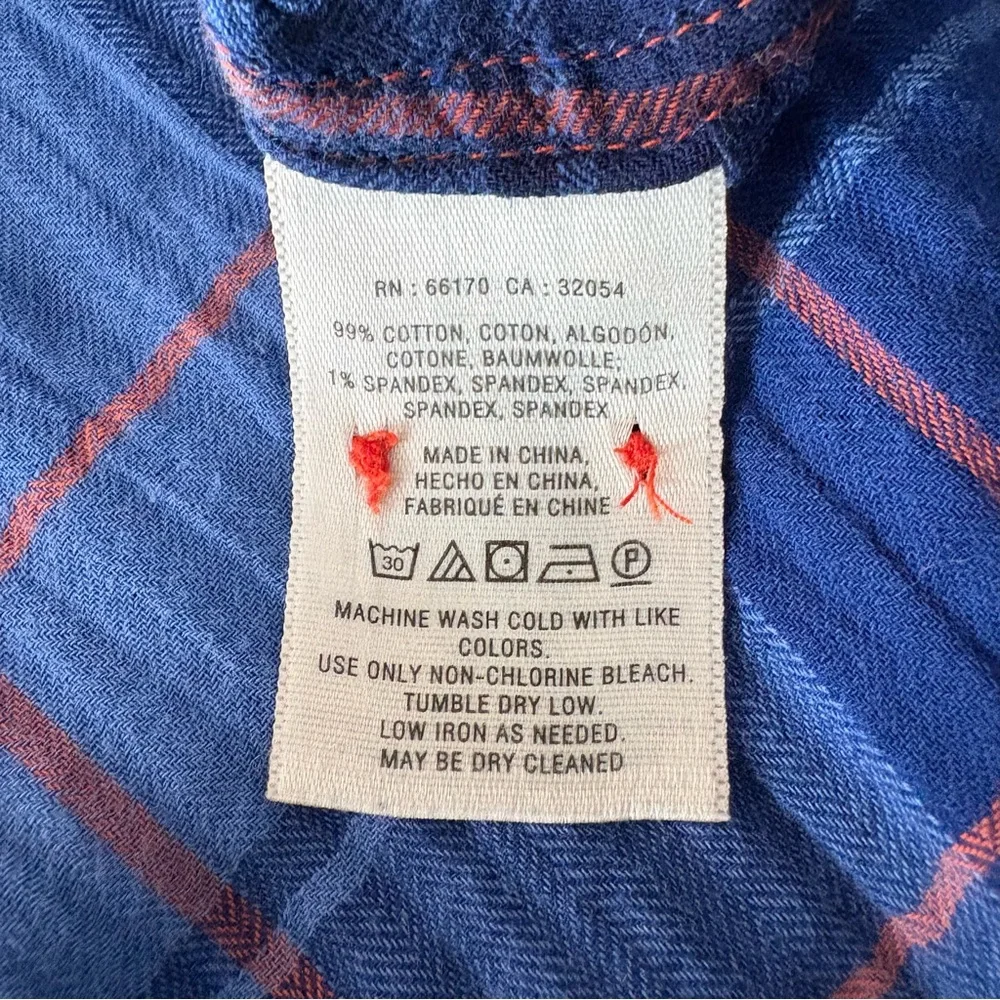 Anthropologie HOLDING HORSES Blue Plaid Long Cotton Tunic Casual Shirt! Great. L - Picture 7 of 9